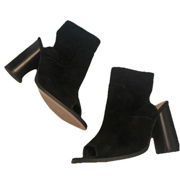 Caslon Nordstrom Open Toe Suede Bootie Black Suede Size 8.5M - Picture 1 of 11